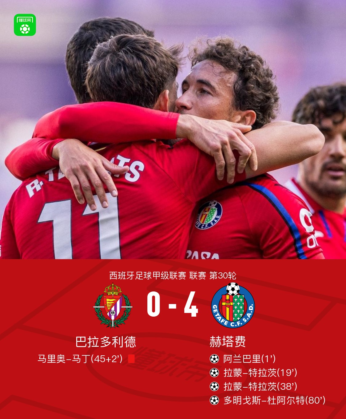 巴拉多利德取得胜利，豪取联赛第二位